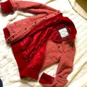 twenty one Red plaid with hunter green stripe